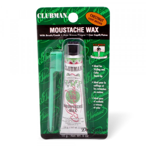 Воск для усов CLUBMAN PINAUD со щеточкой Moustache Wax Chestnut (коричневый) 14 г