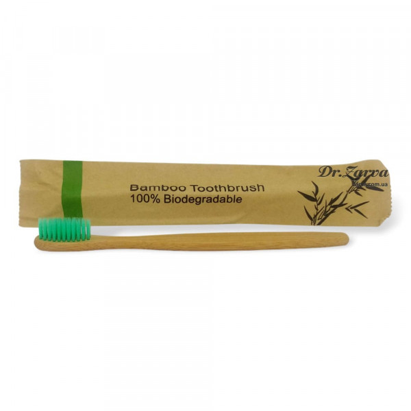Зубная щетка из бамбука Bamboo Toothbrush 100% Biodegradable (зеленая)