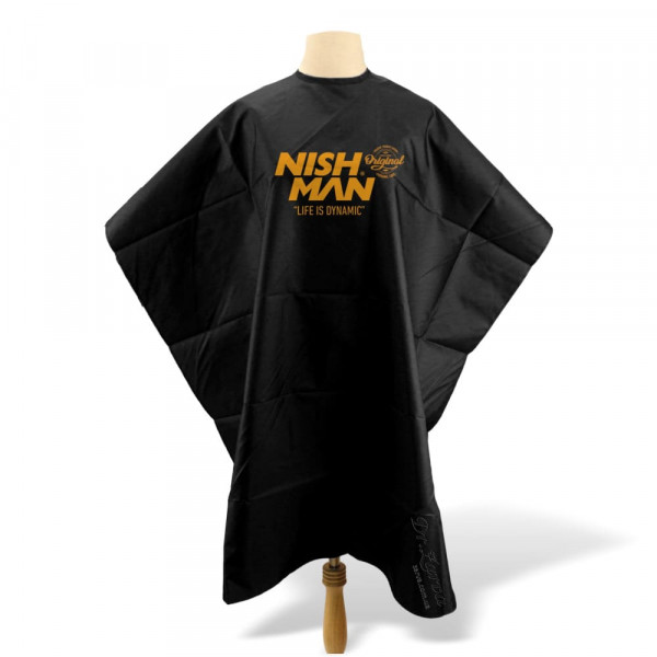 Накидка для стрижки и бритья NISHMAN Life Is Dynamic черная