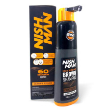 Окрашивающий шампунь для тонировки бороды и волос NISHMAN Brown Shampoo 60 сек (темно-коричневый) 200 мл