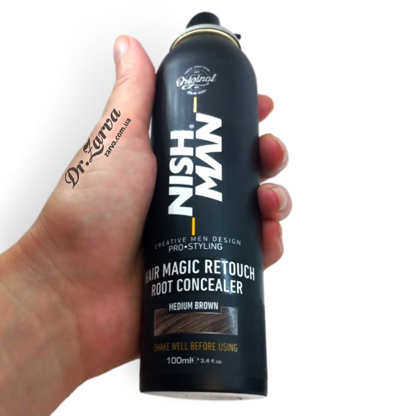 Спрей-консилер для скрытия залысин и мгновенной тонировки седины NISHMAN Hair Root Concealer – каштановый 100 мл