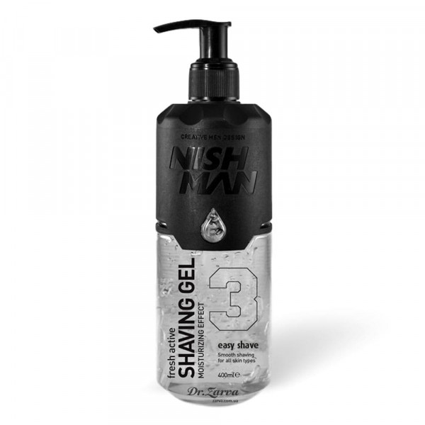 Гель для бритья NISHMAN №3 Easy Shave Shaving Gel (серебряный) прозрачный с дозатором 400 мл