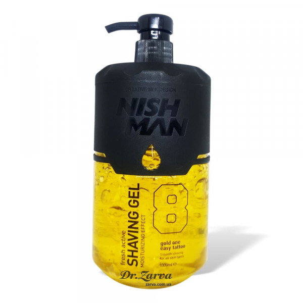Гель для бритья NISHMAN №8 Gold One Shaving Gel (золотой) прозрачный с дозатором 1000 мл