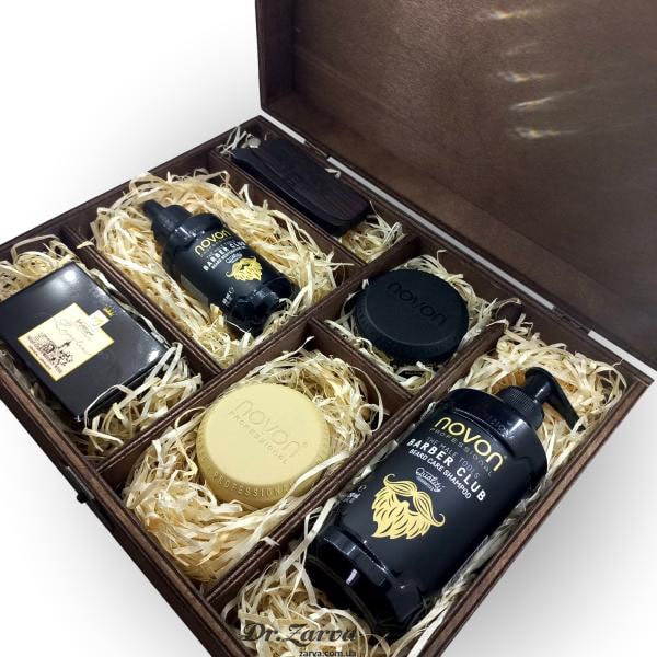 Набор для ухода за бородой NOVON Black в большой деревянной коробке
