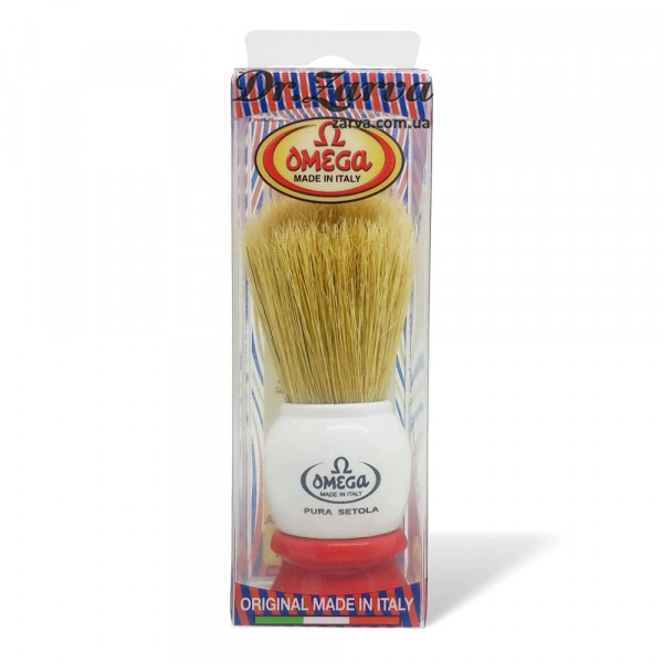 Помазок для бритья OMEGA 10075 Кабан (белый с красным)