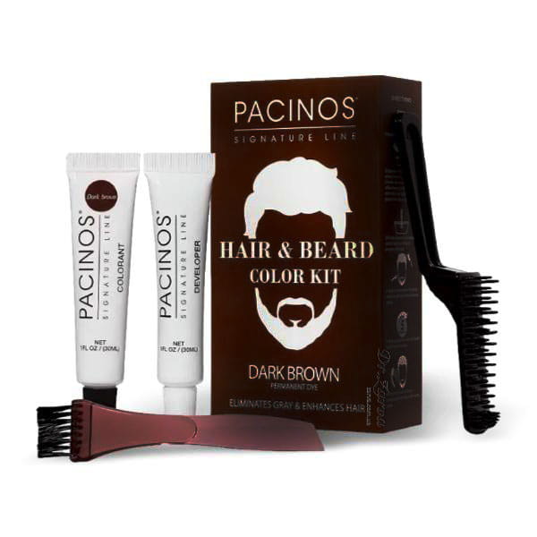 Краска для бороды и усов PACINOS Hair & Beard Color Kit Dark Brown (темно-каштановая)