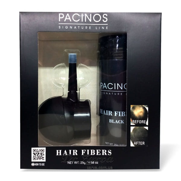 Набор для камуфляжа залысин PACINOS Hair Fiber с кератиновой пудрой (черный)