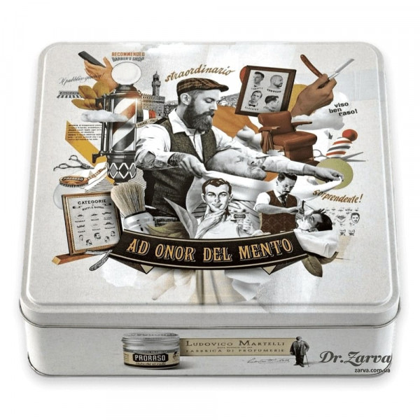 Набор по уходу за бородой PRORASO Beard Kit Wood & Spice в металлической коробке