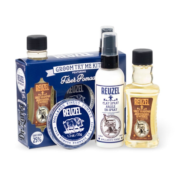 Набор для укладки волос REUZEL Fiber Try Me Kit - (Shampoo, Clay Spray, Fiber Pomade)