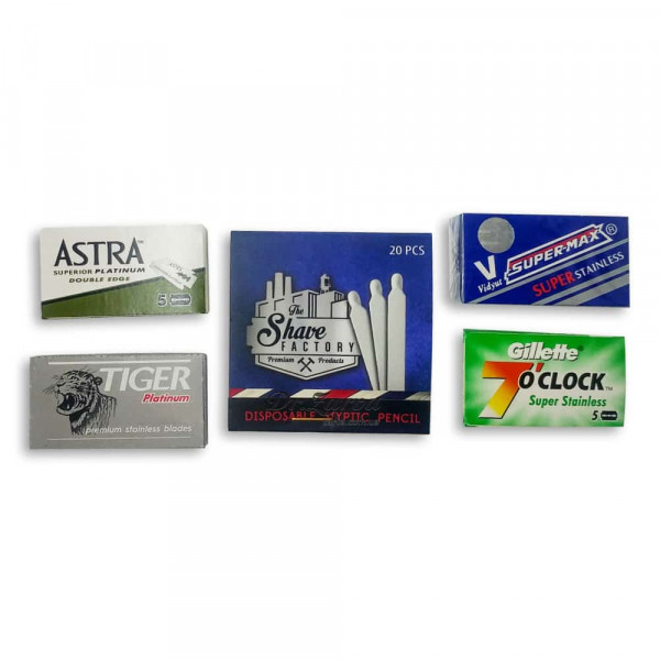 Пробный набор разных лезвий 4 шт + спички от порезов 20 шт