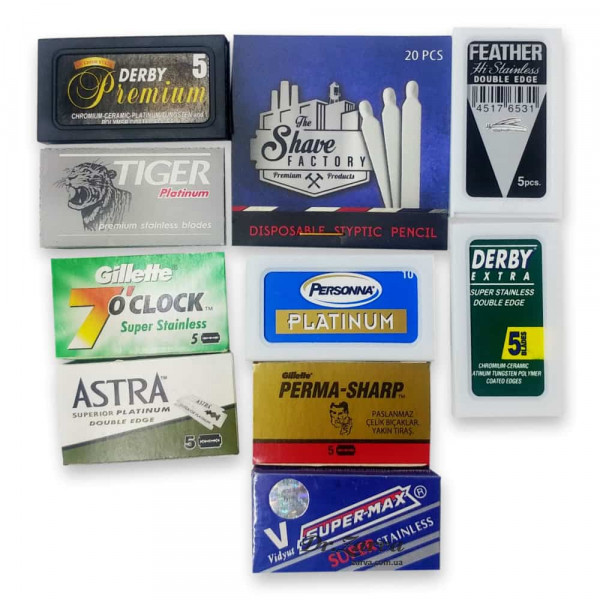 Пробный набор разных лезвий 9 шт + спички от порезов 20 шт