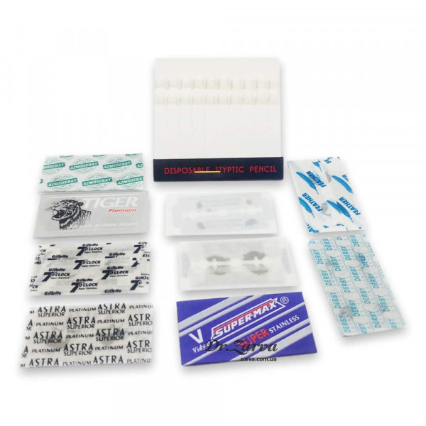 Пробный набор разных лезвий 9 шт + спички от порезов 20 шт