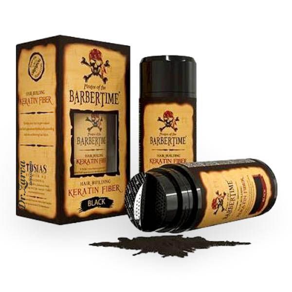 Пудра для маскировки седины и утолщения редких волос BARBERTIME Hair Building Fiber Black (черная) 21 г