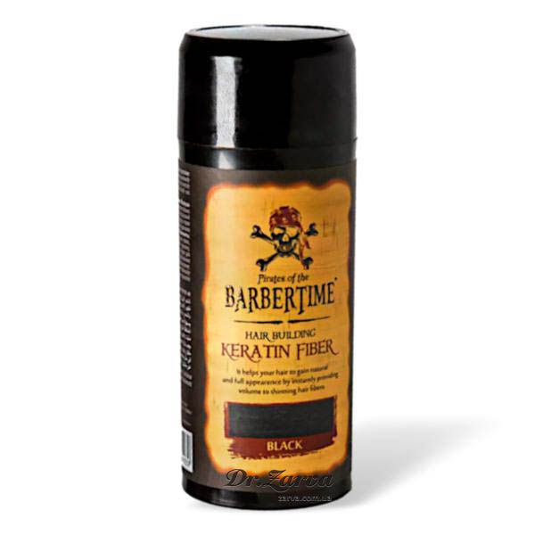 Пудра для маскировки седины и утолщения редких волос BARBERTIME Hair Building Fiber Black (черная) 21 г