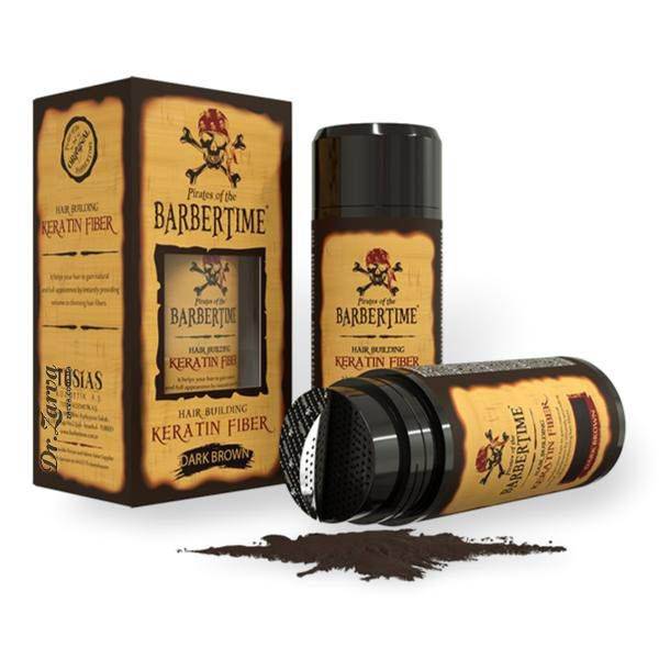 Пудра для маскировки седины и утолщения редких волос BARBERTIME Hair Building Fiber Dark Brown (каштановая) 21 г