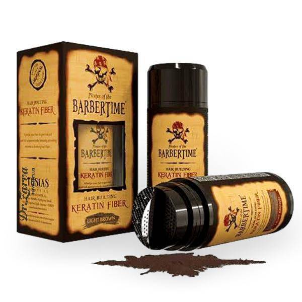 Пудра для маскировки седины и утолщения редких волос BARBERTIME Hair Building Fiber Light Brown (светло-каштановая) 21 г