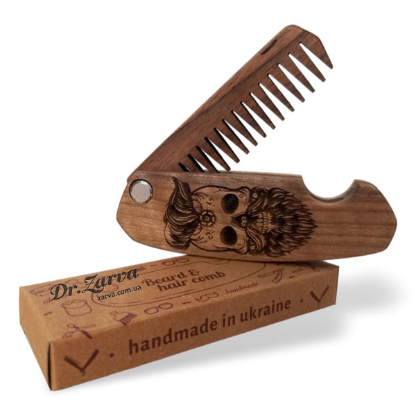 Гребень для бороды в форме опасной бритвы ENJOY THE WOOD Skull