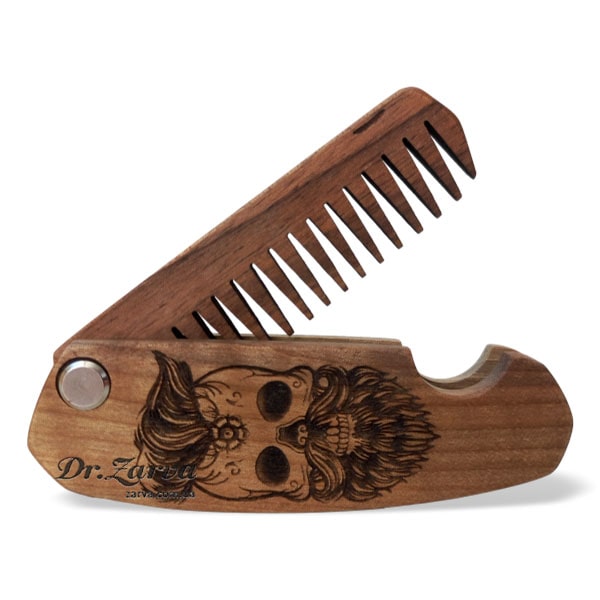 Гребень для бороды в форме опасной бритвы ENJOY THE WOOD Skull