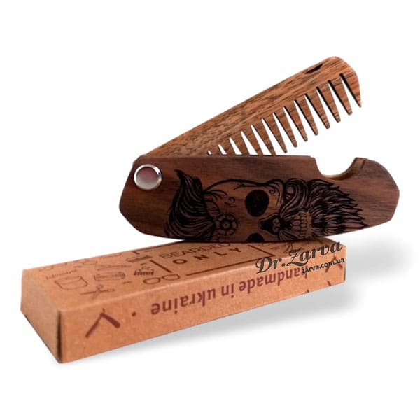 Гребень для бороды в форме опасной бритвы ENJOY THE WOOD Bearded Skull (пол черепа)