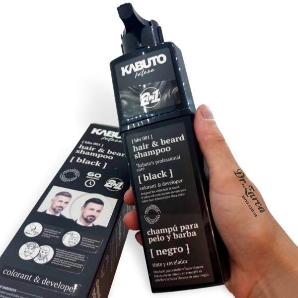 Окрашивающий шампунь для тонировки бороды и волос KABUTO KATANA Black Shampoo 60 сек (черный) 200 мл