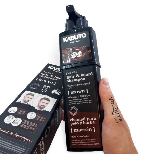 Окрашивающий шампунь для тонировки бороды и волос KABUTO KATANA Brown Shampoo 60 сек (каштановый) 200 мл